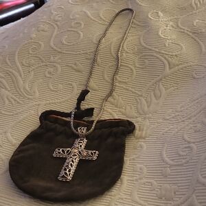 JOHN HARDY Intricate Silver Cross Necklace With John Hardy Chain